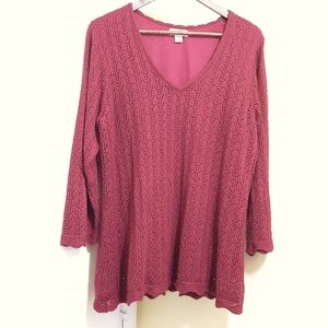 Knitted Sweater - Lined - Red / Maroon - Size 18/20W